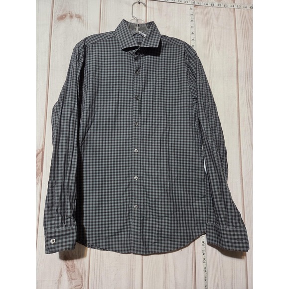 Hugo Boss Other - BOSS Hugo Boss Shirt Mens‎ Large Gray Black Gingham Check Slim Fit Button Up